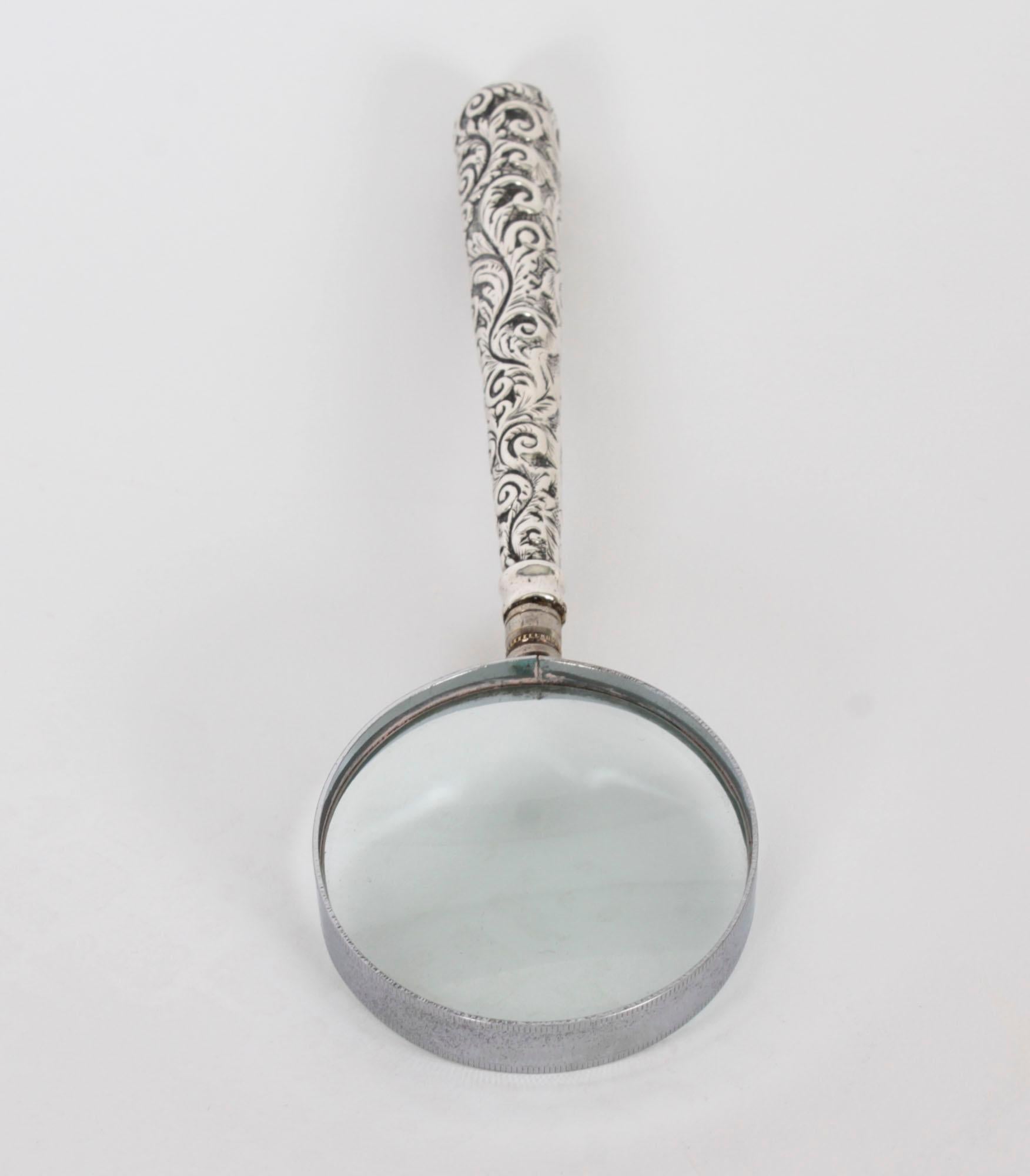 Antique Edwardian Sterling Silver Magnifying Glass Adie & Lovekin Ltd 1907 4