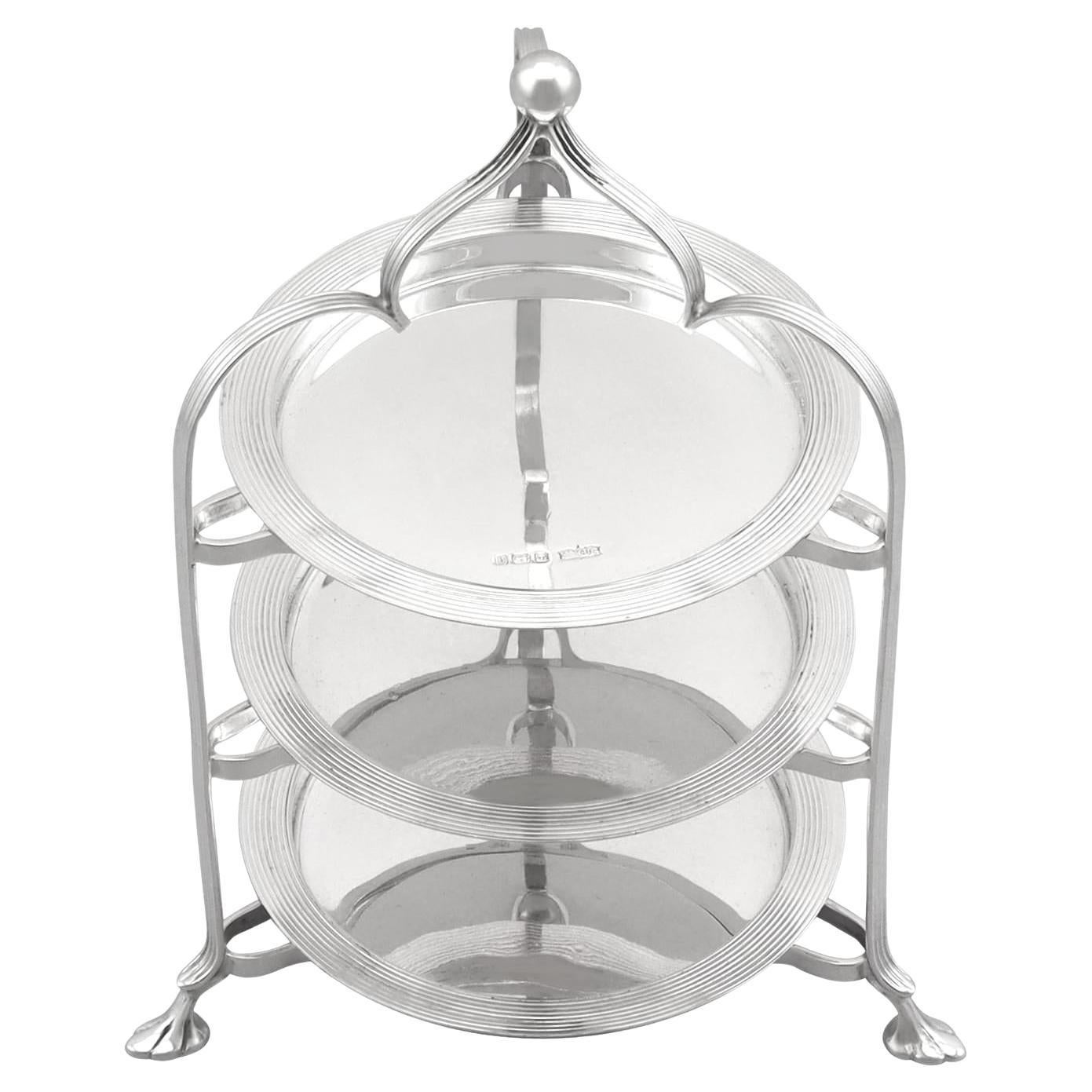 Antike Edwardian Sterling Silber Miniatur-Kuchen Stand