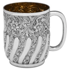Antique Edwardian Sterling Silver Mug by Wakely & Wheeler, London 1902