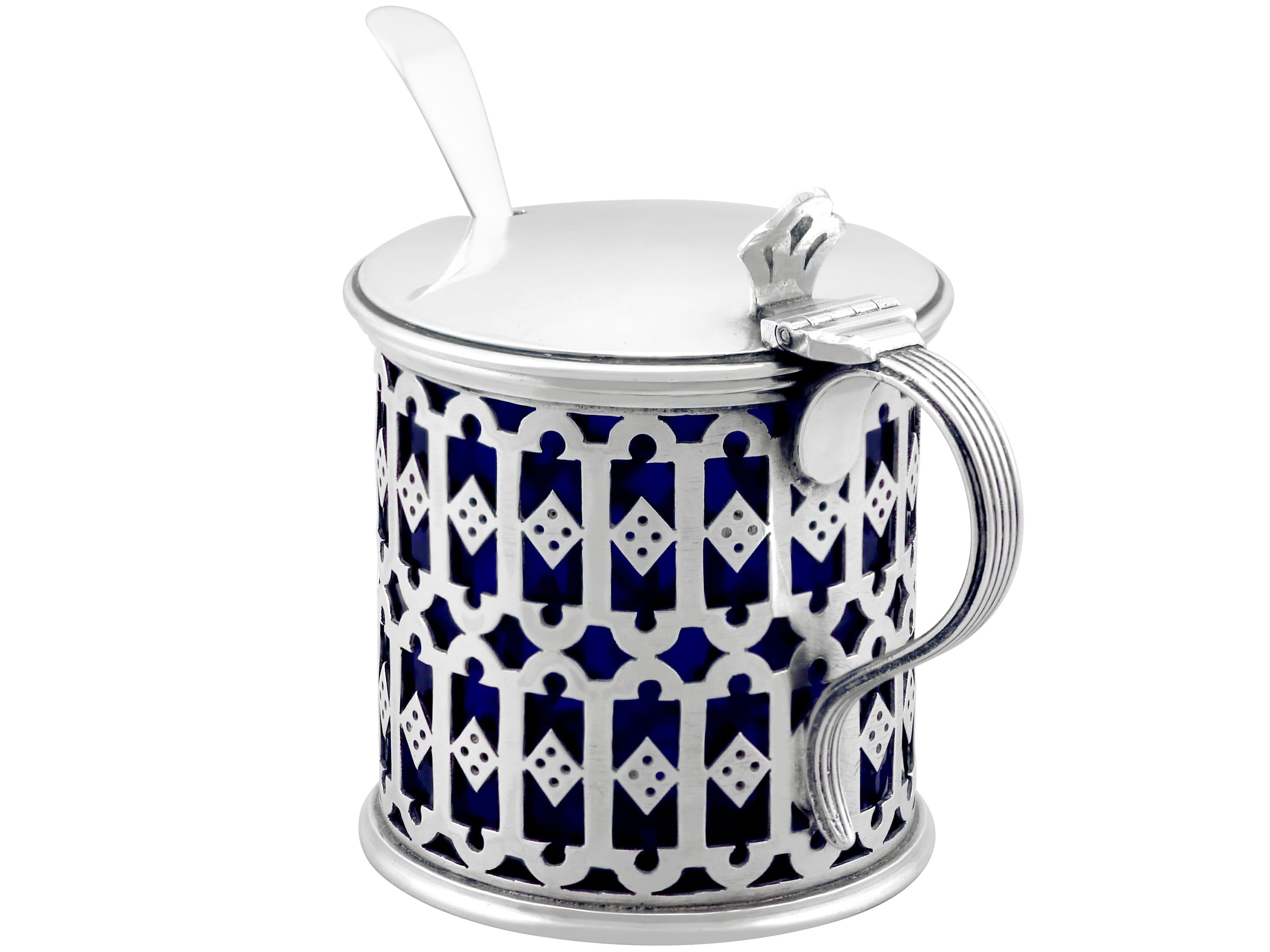 Early 20th Century Antique George V Sterling Silver Mustard Pot by Omar Ramsden (1924) For Sale