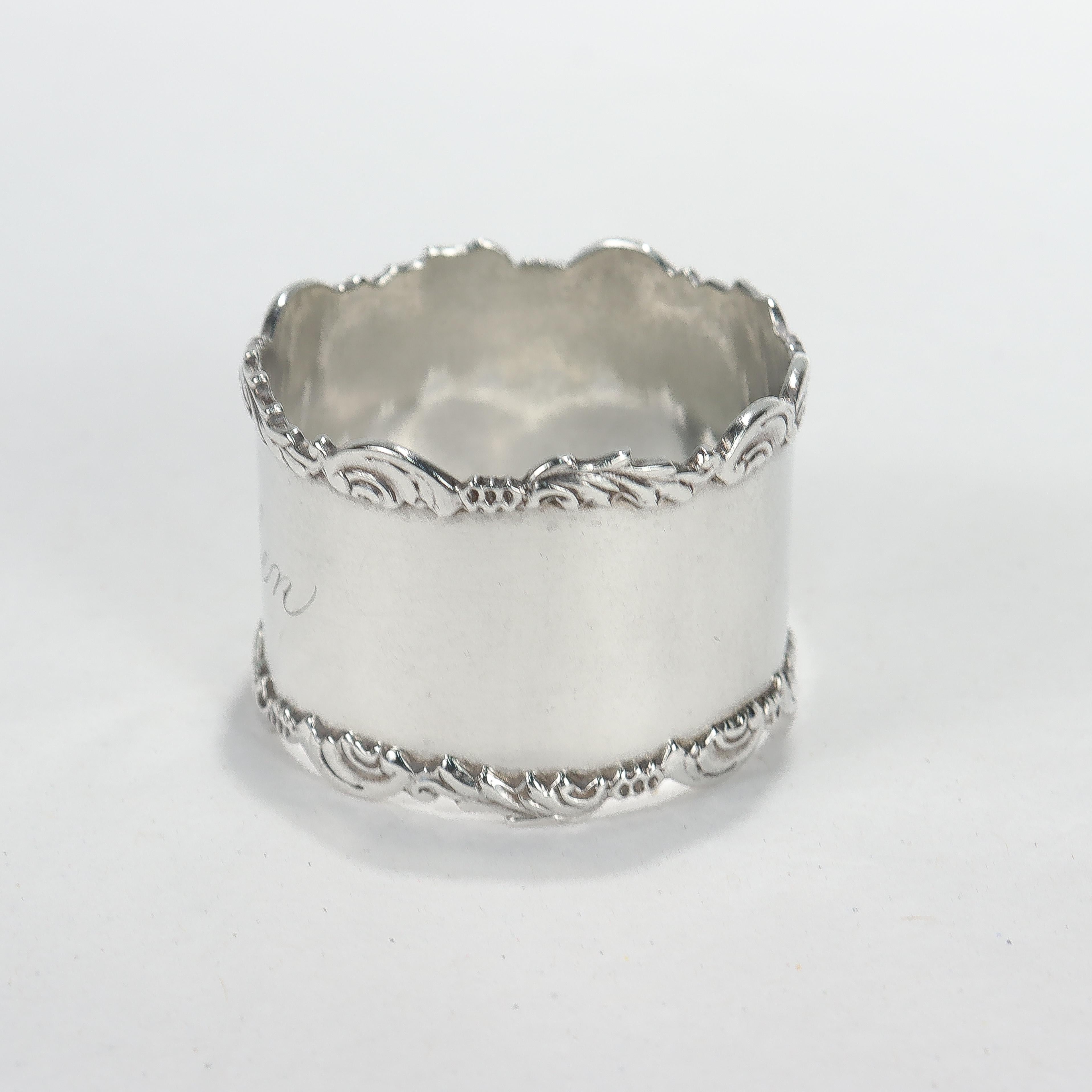 Women's or Men's Antique Edwardian Sterling Silver Napkin Ring