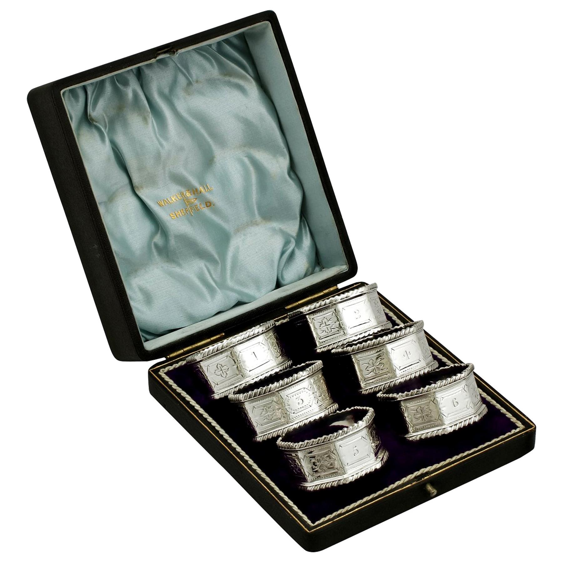 Antique Edwardian Sterling Silver Napkin Rings, 1902