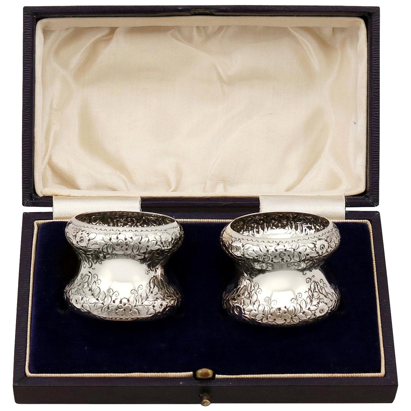 Pair of Antique English Sterling Silver Napkin Rings For Sale at 1stDibs