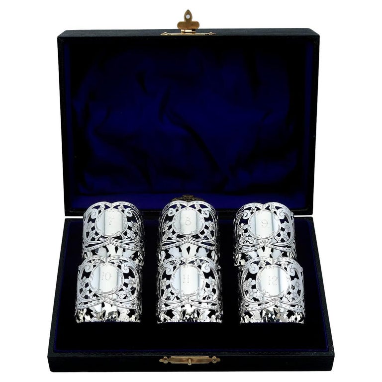 Antique Edwardian Sterling Silver Napkin Rings For Sale at 1stDibs