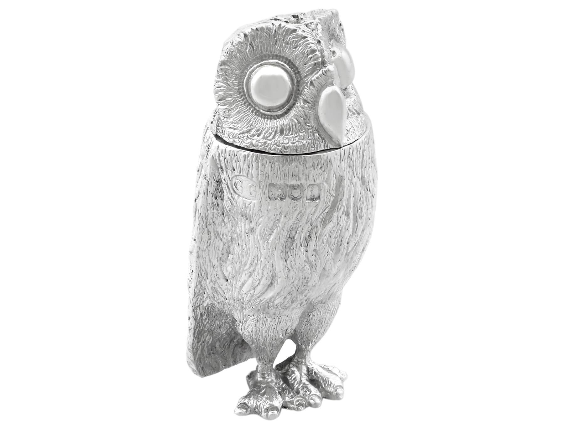Antike Edwardian Sterling Silber Eule Pepperettes im Angebot 6