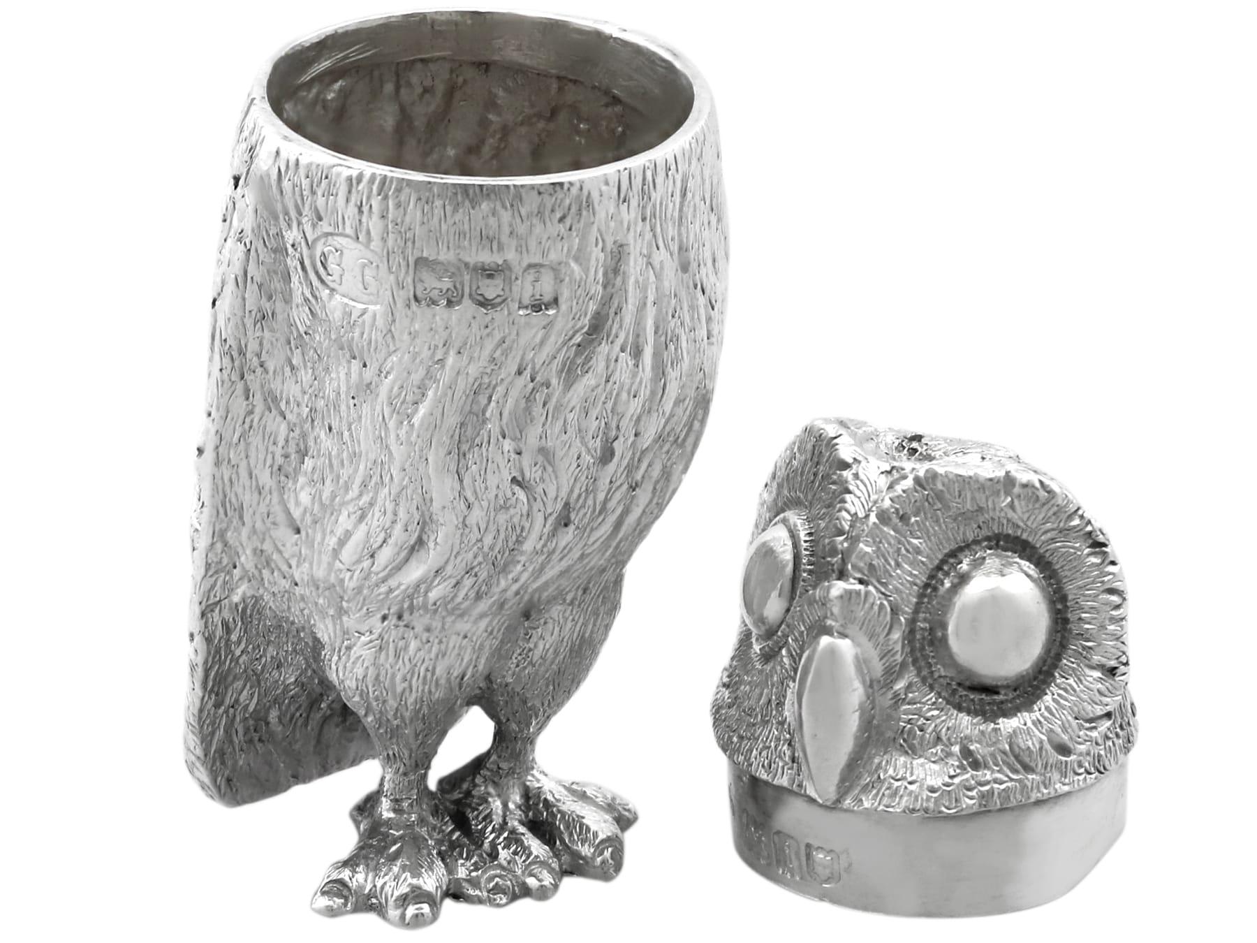 Antike Edwardian Sterling Silber Eule Pepperettes im Angebot 7