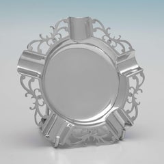 Antikes edwardianisches Aschenbecher-Tablett aus Sterlingsilber - London 1906 W. Comyns