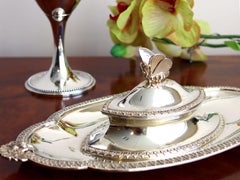 Antikes Edwardianisches Sterling Silber Paket Vergoldetes Tintenfass (1907)