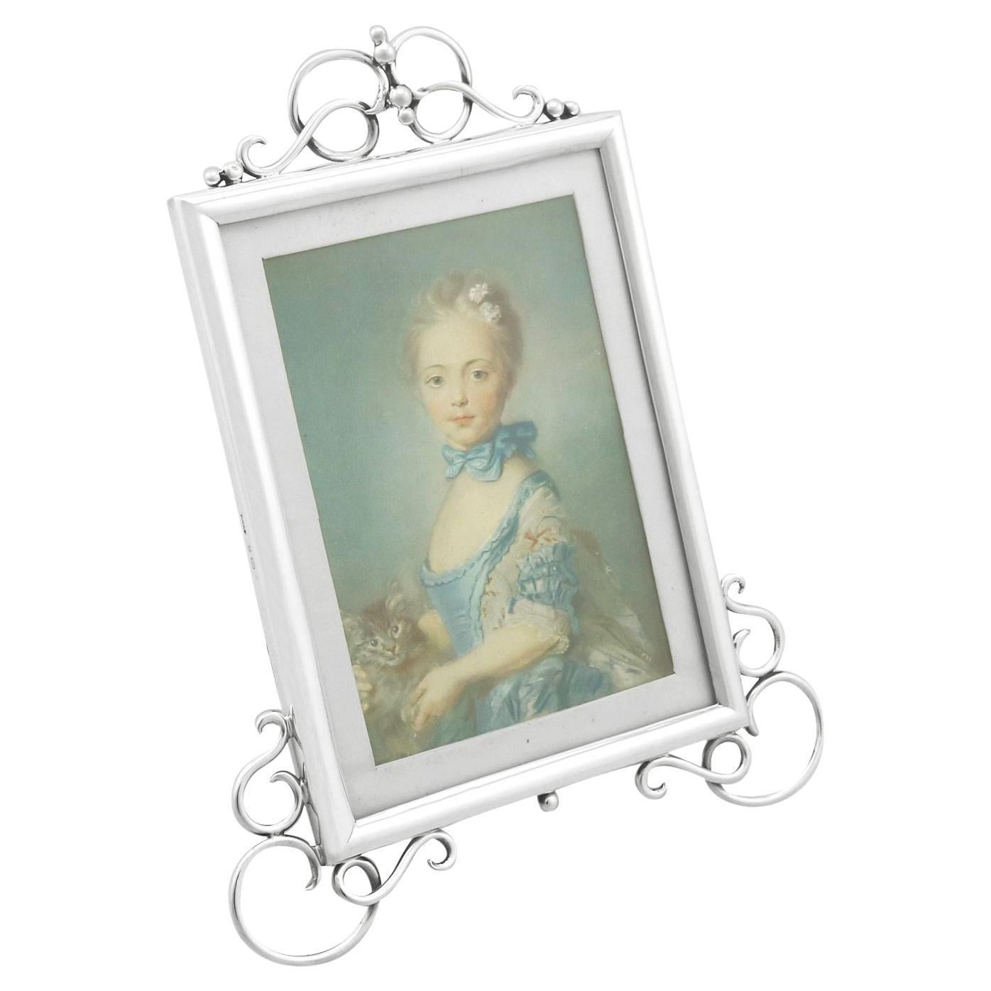 E Mander & Son Antique Edwardian Sterling Silver Photograph Frame For Sale