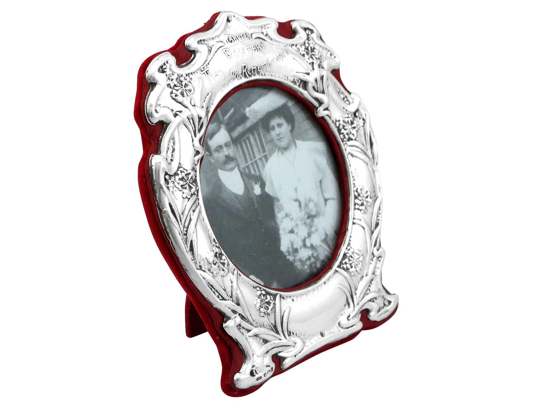 British Art Nouveau Sterling Silver Photograph Frame For Sale