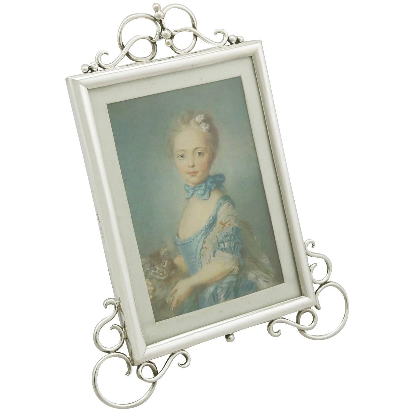 Sterling Silver Photograph Frame, Antique Edwardian For Sale at 1stdibs