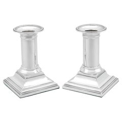 Edwardian Sterling Silver Piano Column  Candle Holders