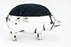 Antique Edwardian Sterling Silver Pig Shaped Pin Cushion