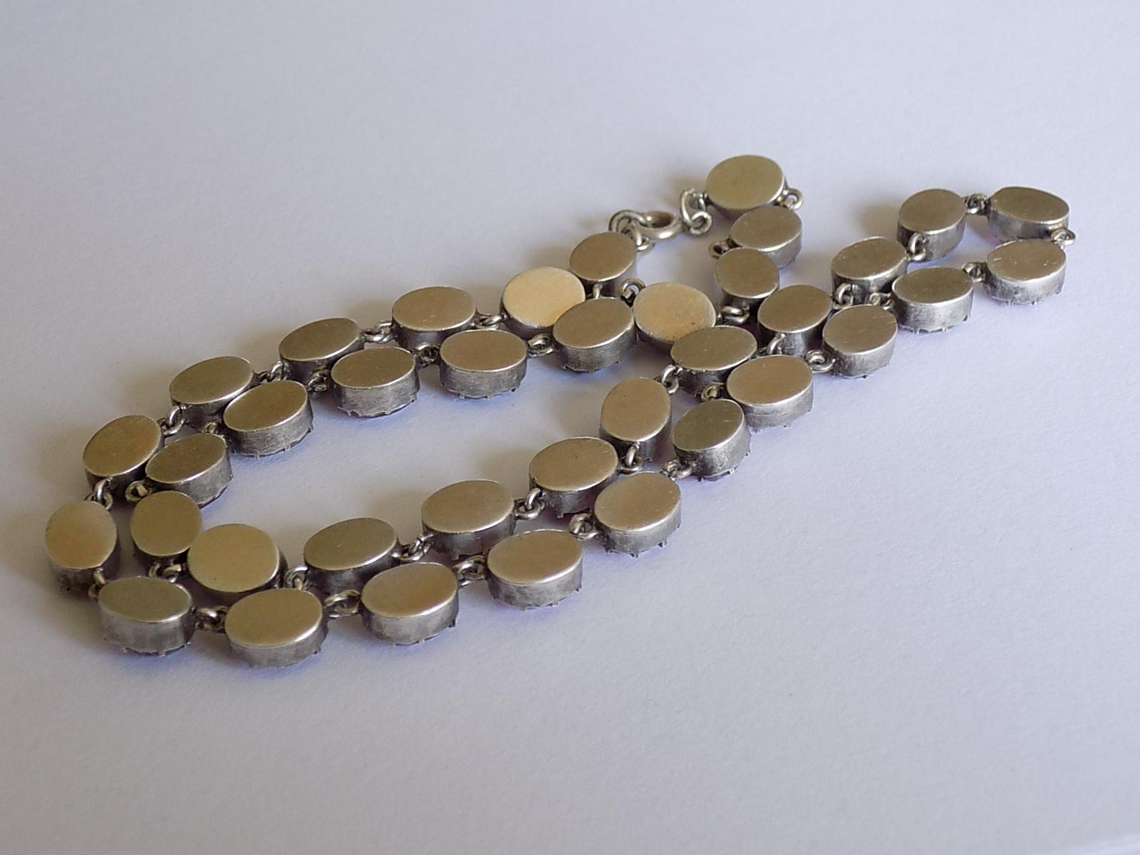 Collier Riviere en argent sterling antique édouardien à pâte rose 1