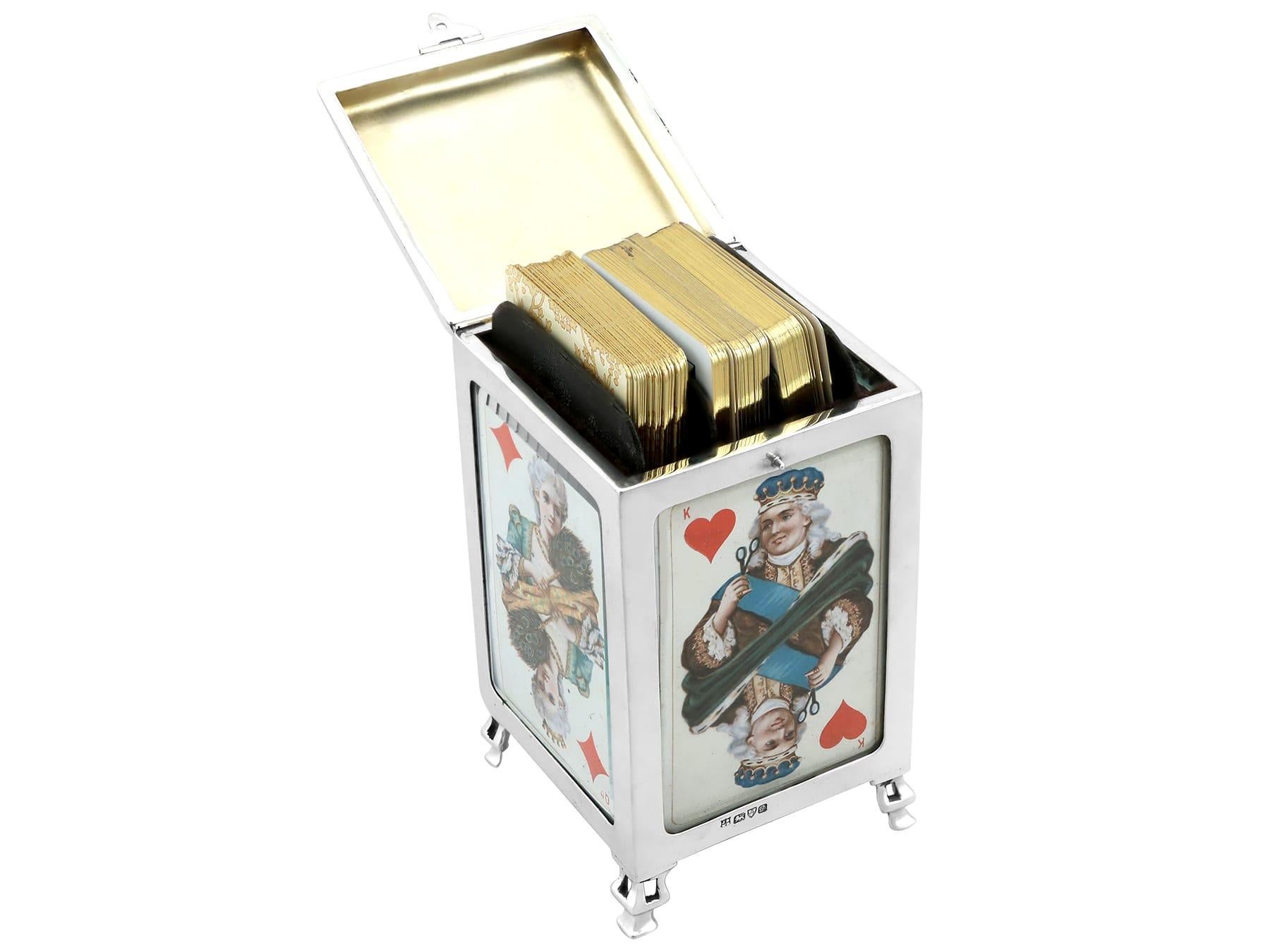Antique Edwardian Sterling Silver Playing Card Box (1904) In Excellent Condition In Jesmond, Newcastle Upon Tyne