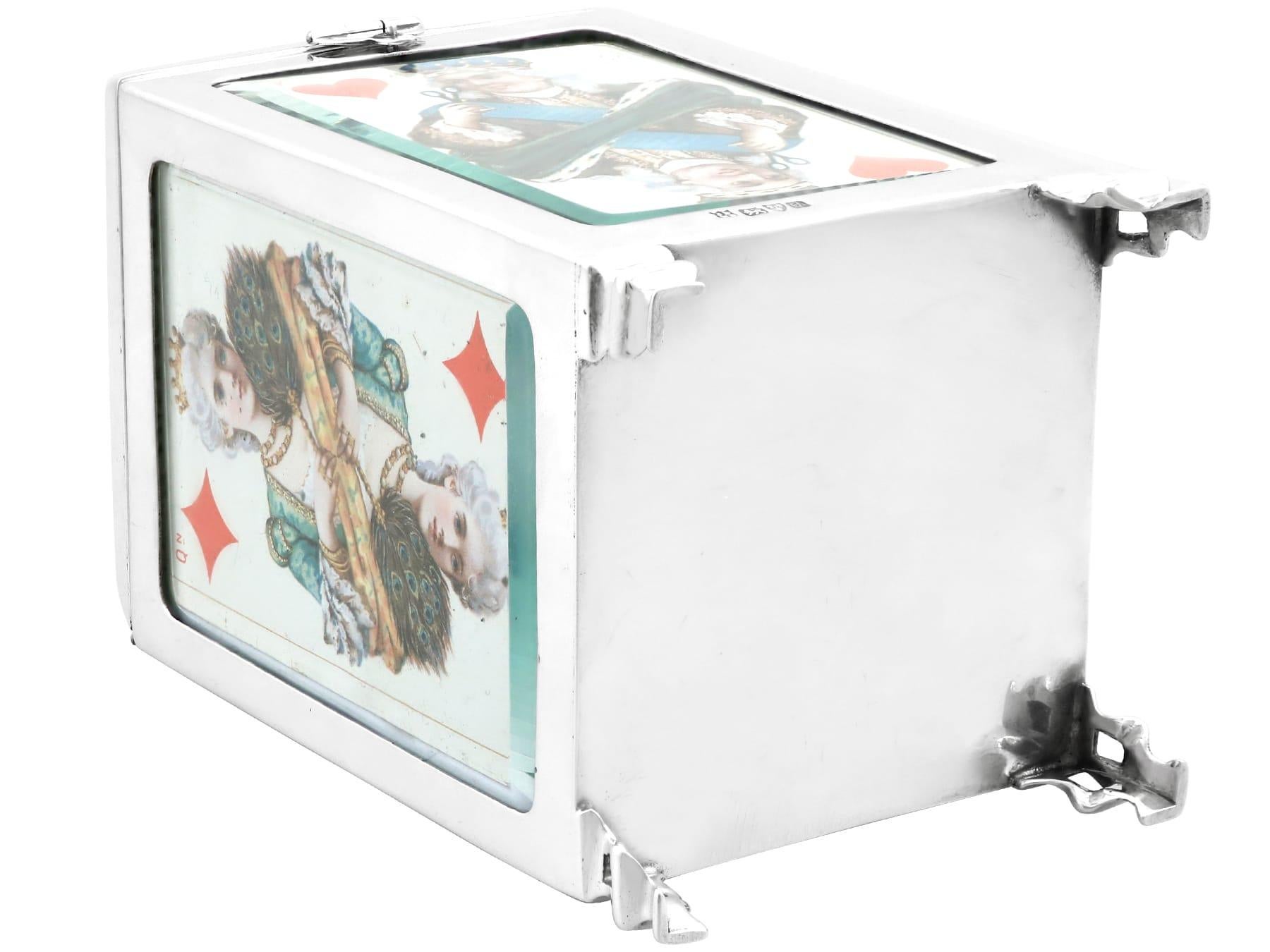 Antique Edwardian Sterling Silver Playing Card Box (1904) 4