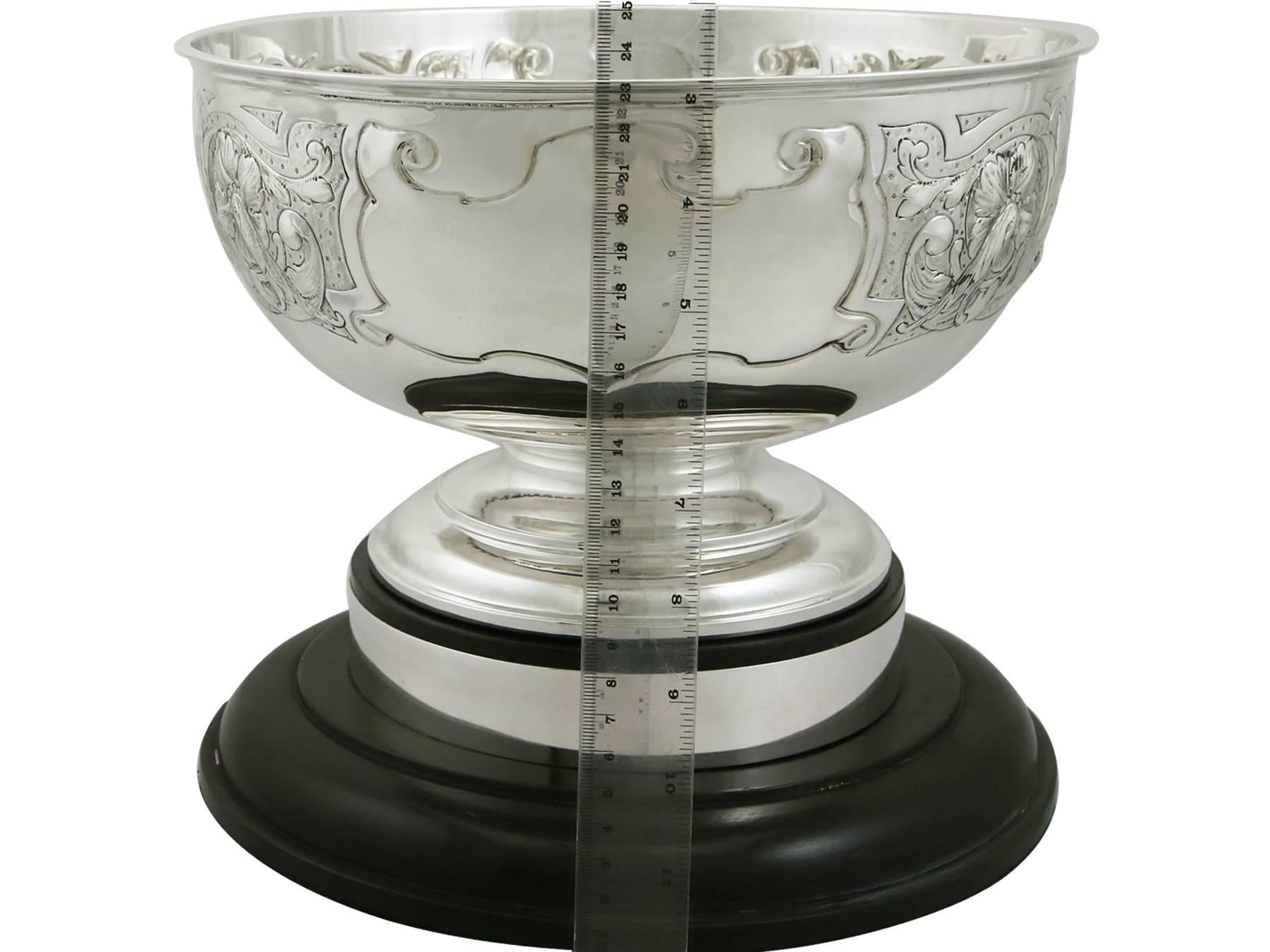Antique Edwardian Sterling Silver Presentation Bowl by James Deakin & Sons 3