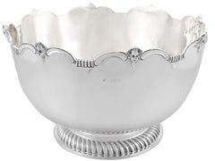 Antique Edwardian Monteith Style Sterling Silver Presentation Bowl