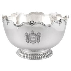 Antique Edwardian Sterling Silver Presentation Bowl, Monteith Style, 1901