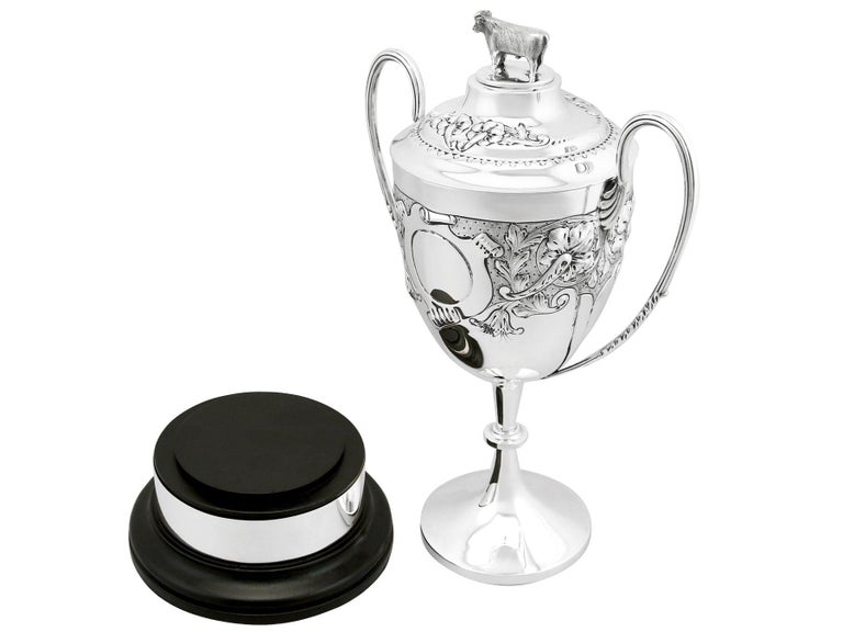 Early 20th Century Antique Edwardian Sterling Silver Presentation Cup and Cover, 1902 For Sale