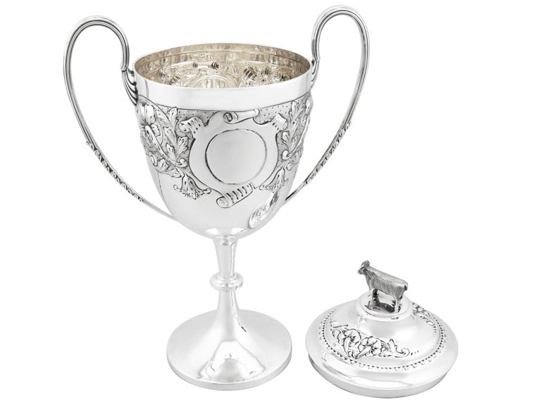 Antique Edwardian Sterling Silver Presentation Cup and Cover, 1902 For Sale 1