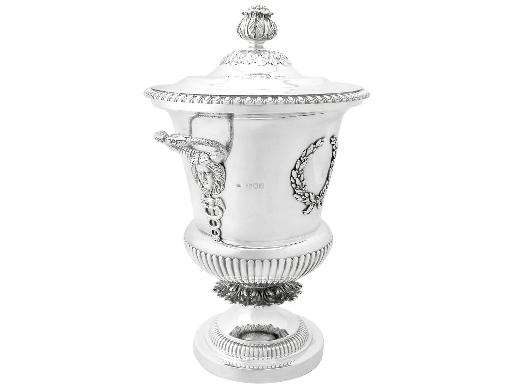 English Antique Edwardian Sterling Silver Presentation Cup and Cover For Sale