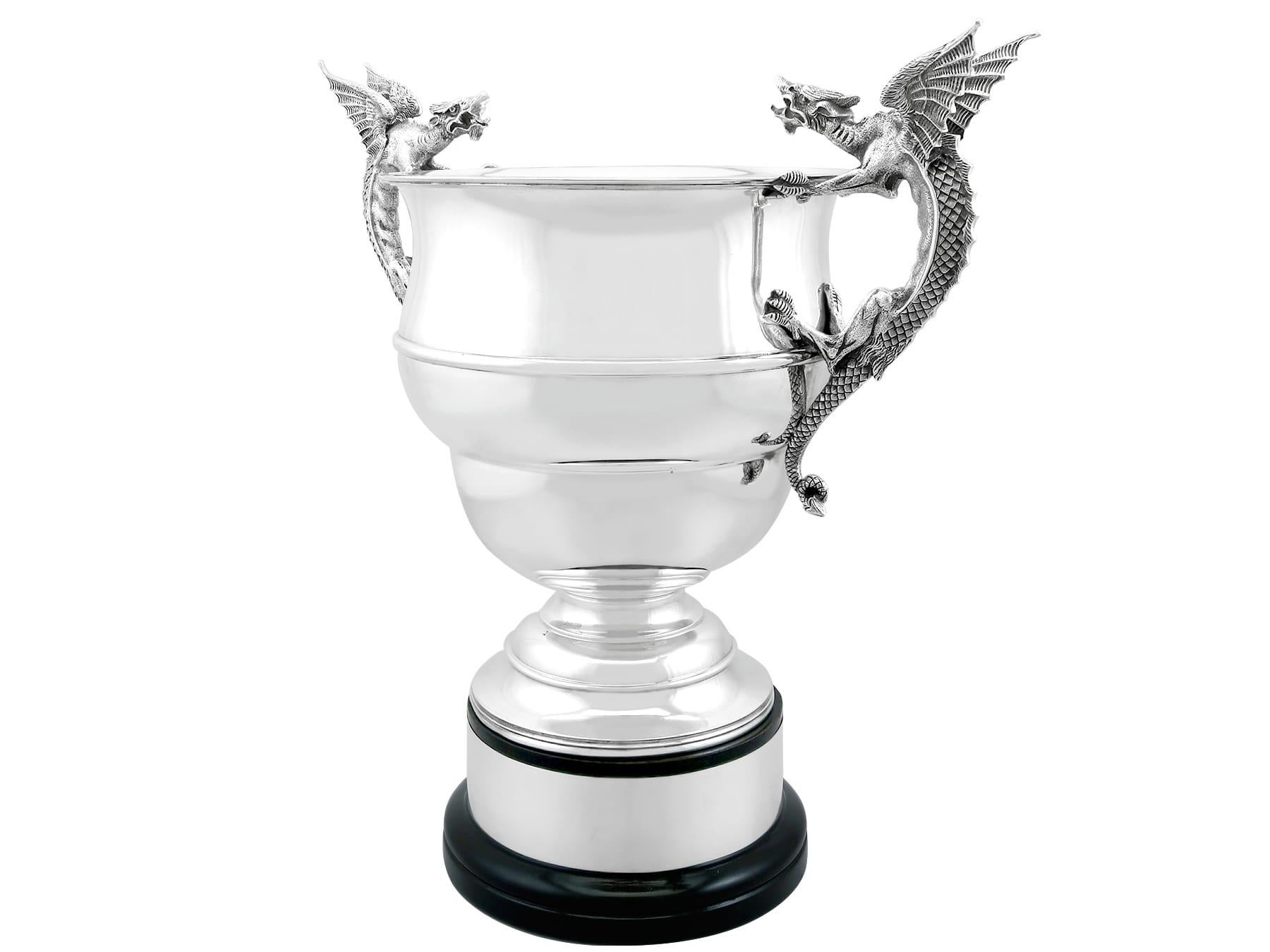 British Antique Edwardian Sterling Silver Presentation Cup and Plinth (1906) For Sale