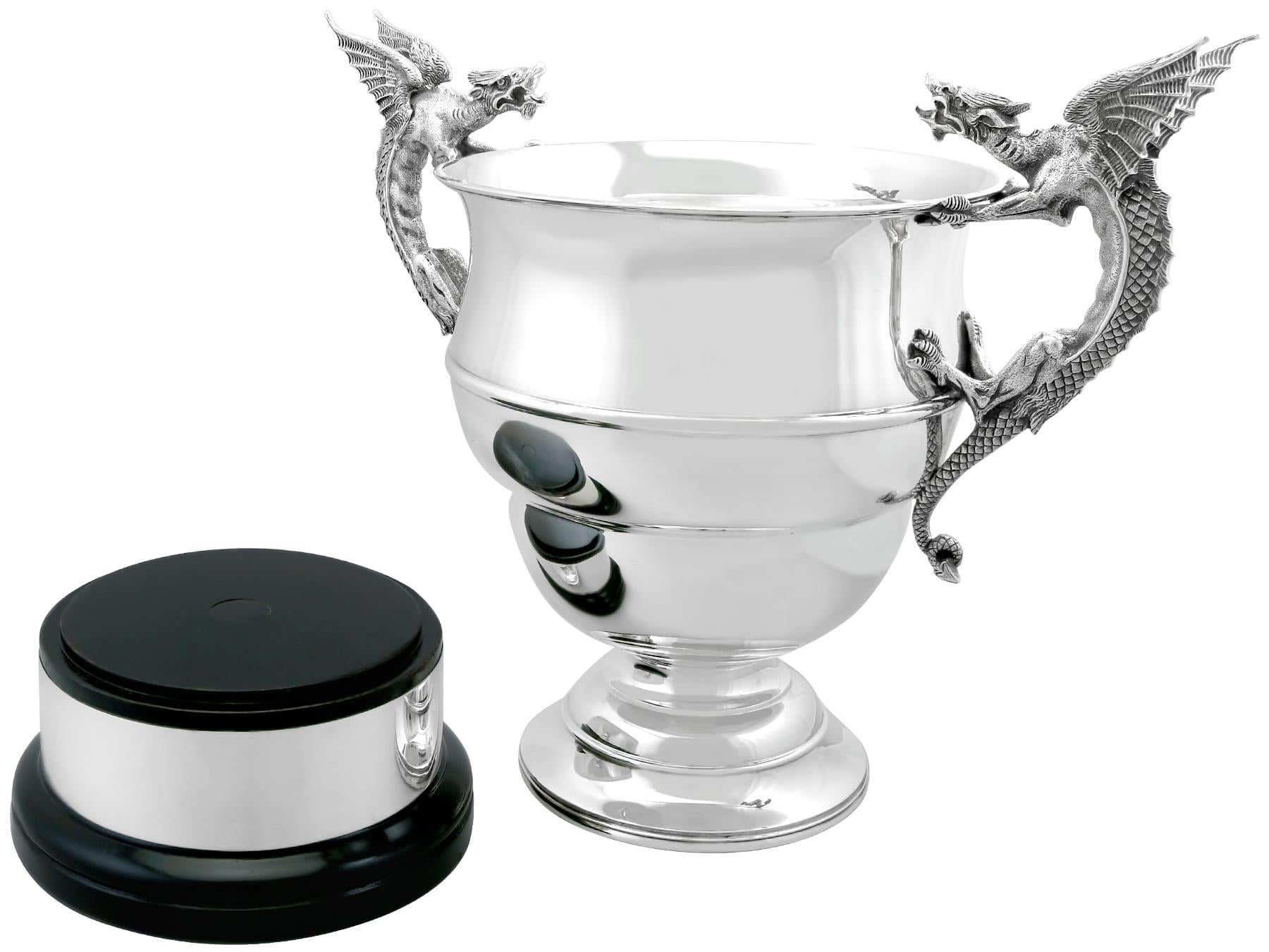 Early 20th Century Antique Edwardian Sterling Silver Presentation Cup and Plinth (1906) For Sale