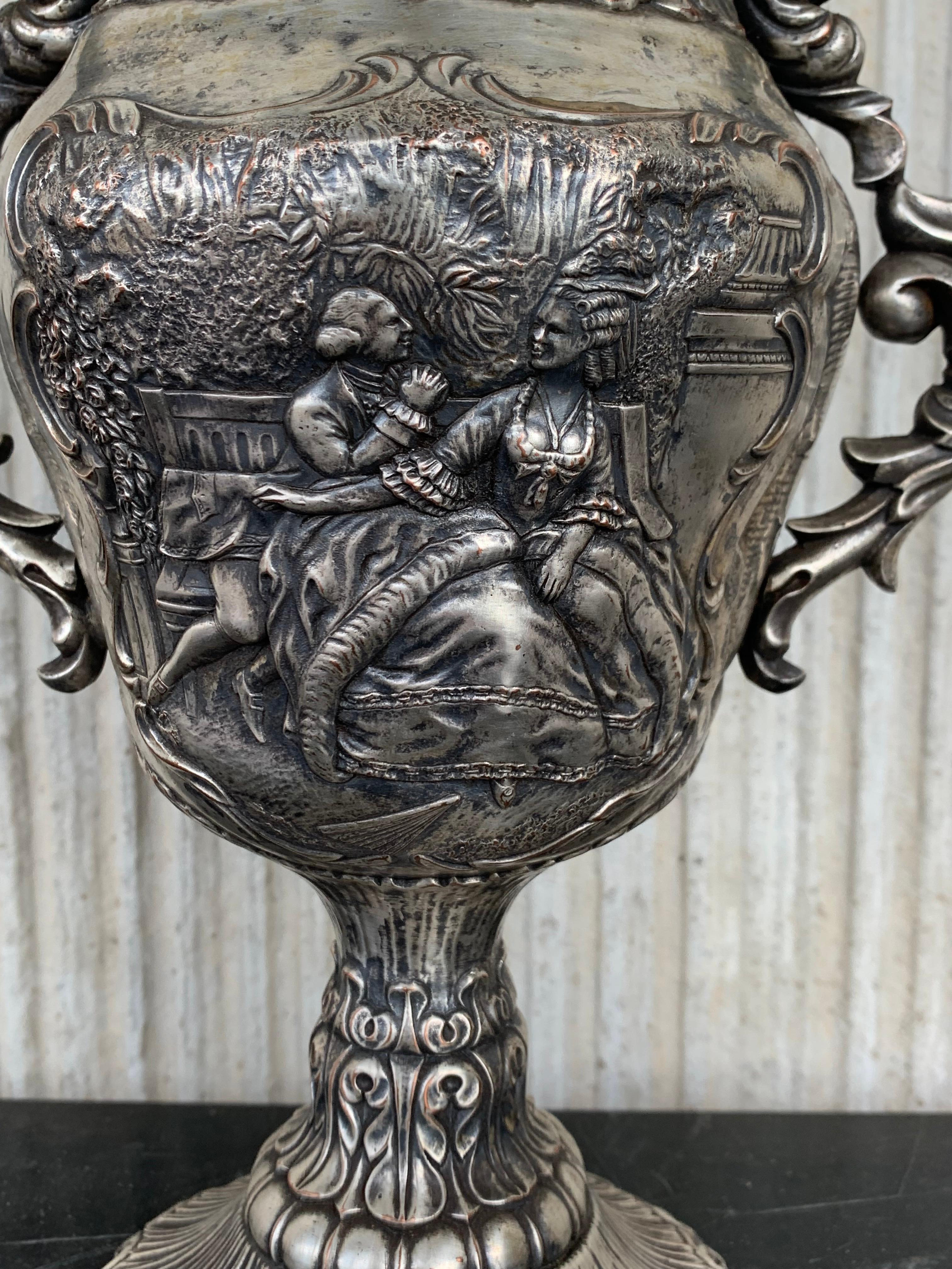Metalwork Antique Edwardian Sterling Silver Presentation Cup with Interior Glass For Sale