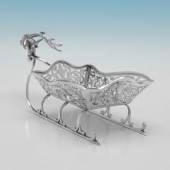Antique Edwardian sterling silver "santa's sleigh" dish made in 1908