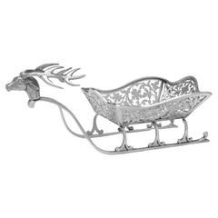 Antique Edwardian sterling silver "santa's sleigh" dish made in 1908