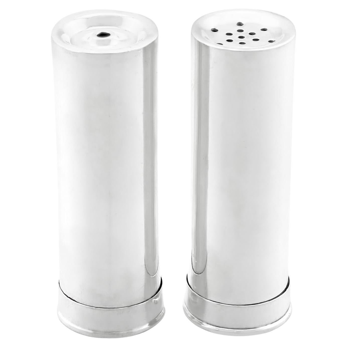 Antique Edwardian Sterling Silver Shotgun Casing Salt and Pepper Shakers