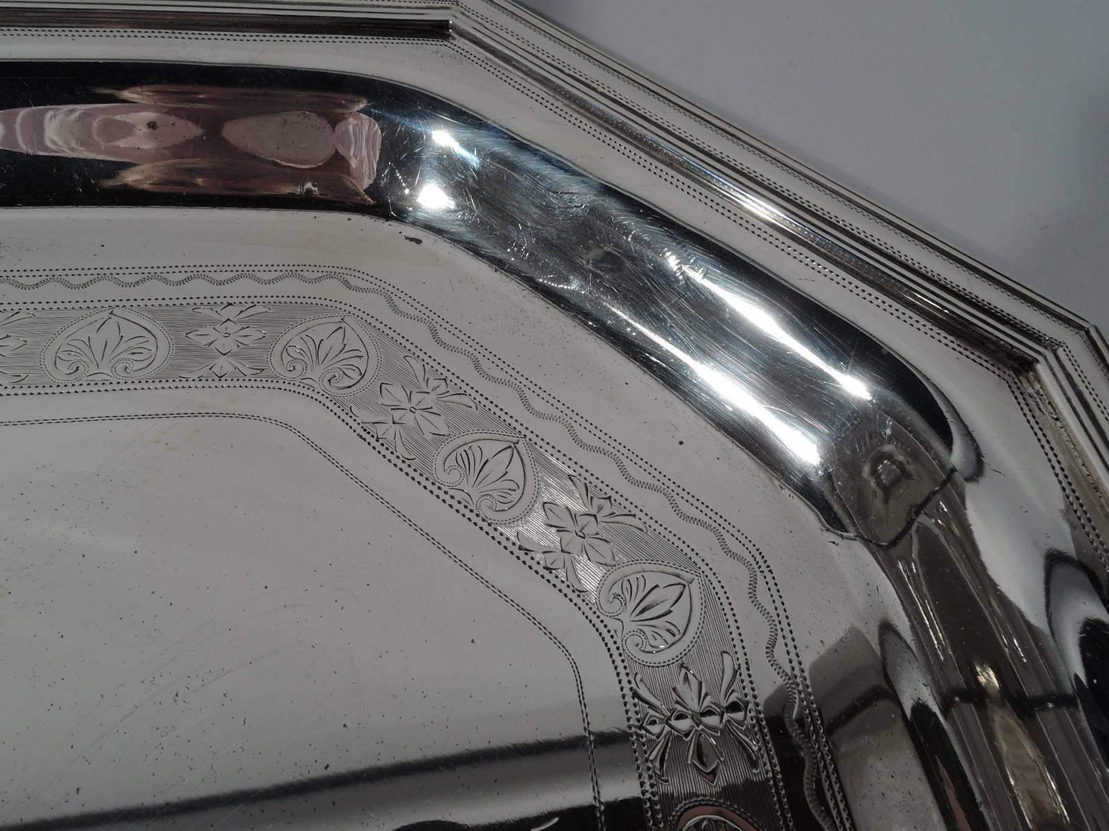 American Antique Edwardian Sterling Silver Tea Tray by Graff, Washbourne & Dunn