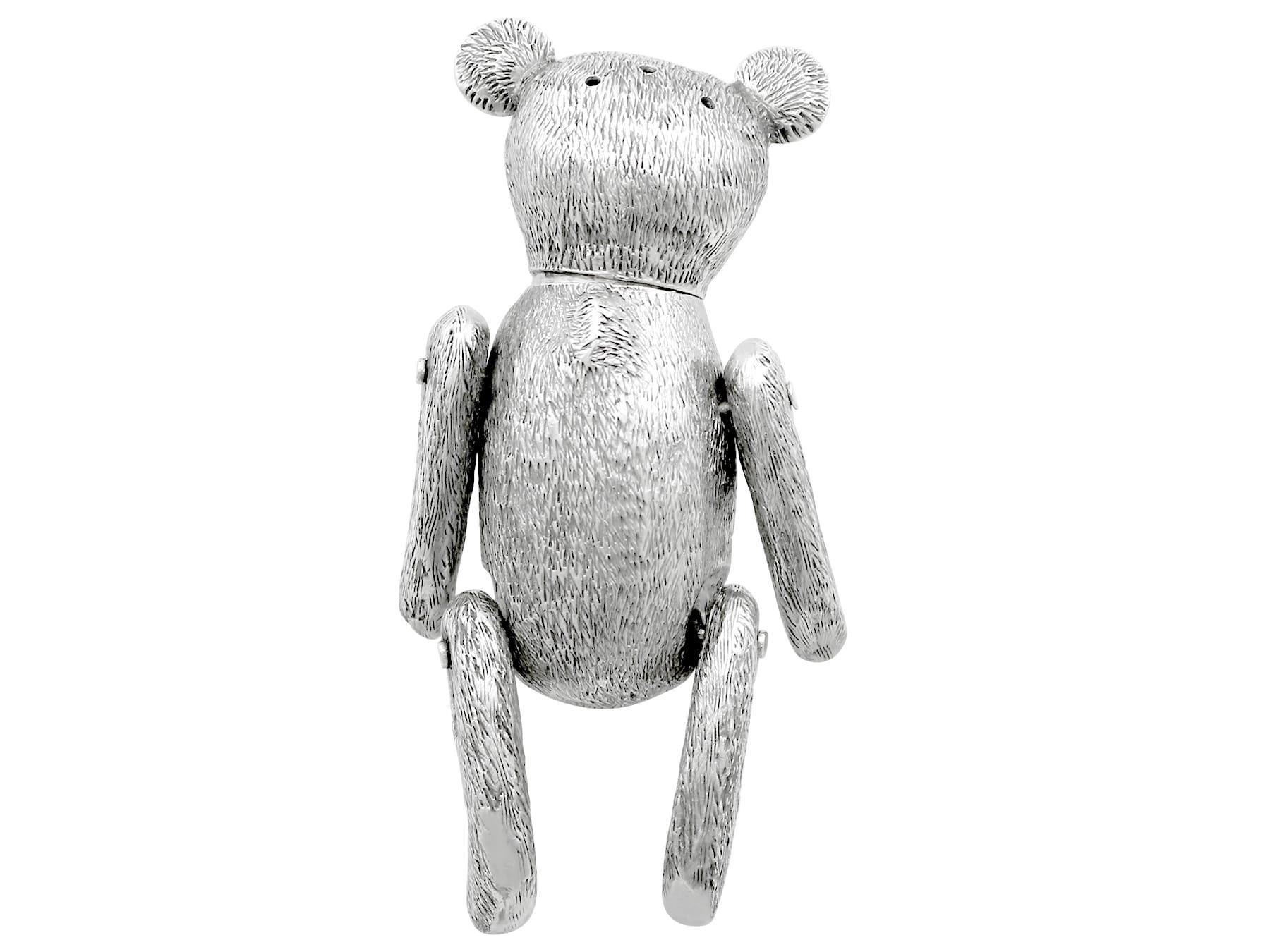 English Edwardian Sterling Silver Teddy Bear Pepper For Sale
