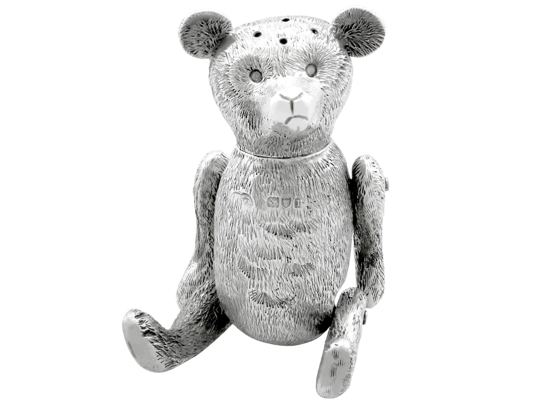 Antique Edwardian Sterling Silver Teddy Bear Pepper