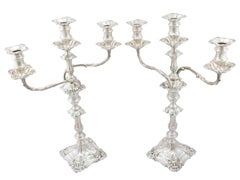 Antique Edwardian Sterling Silver Three-Light Candelabra by Mappin & Webb Ltd