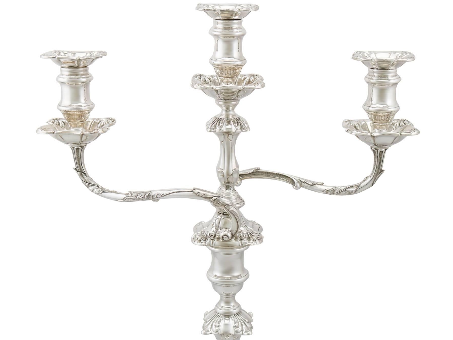 Antique Edwardian Sterling Silver Three-Light Candelabra by Mappin & Webb Ltd 2