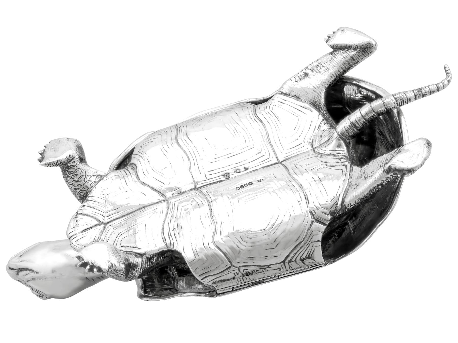 Antico calamaio edoardiano in argento sterling con tartaruga (1903) in vendita 7