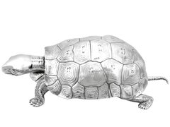 Antique Edwardian Sterling Silver Tortoise Inkwell (1903)