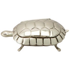 Antique boîte à bijoux Edouardienne en argent sterling Tortue Compact