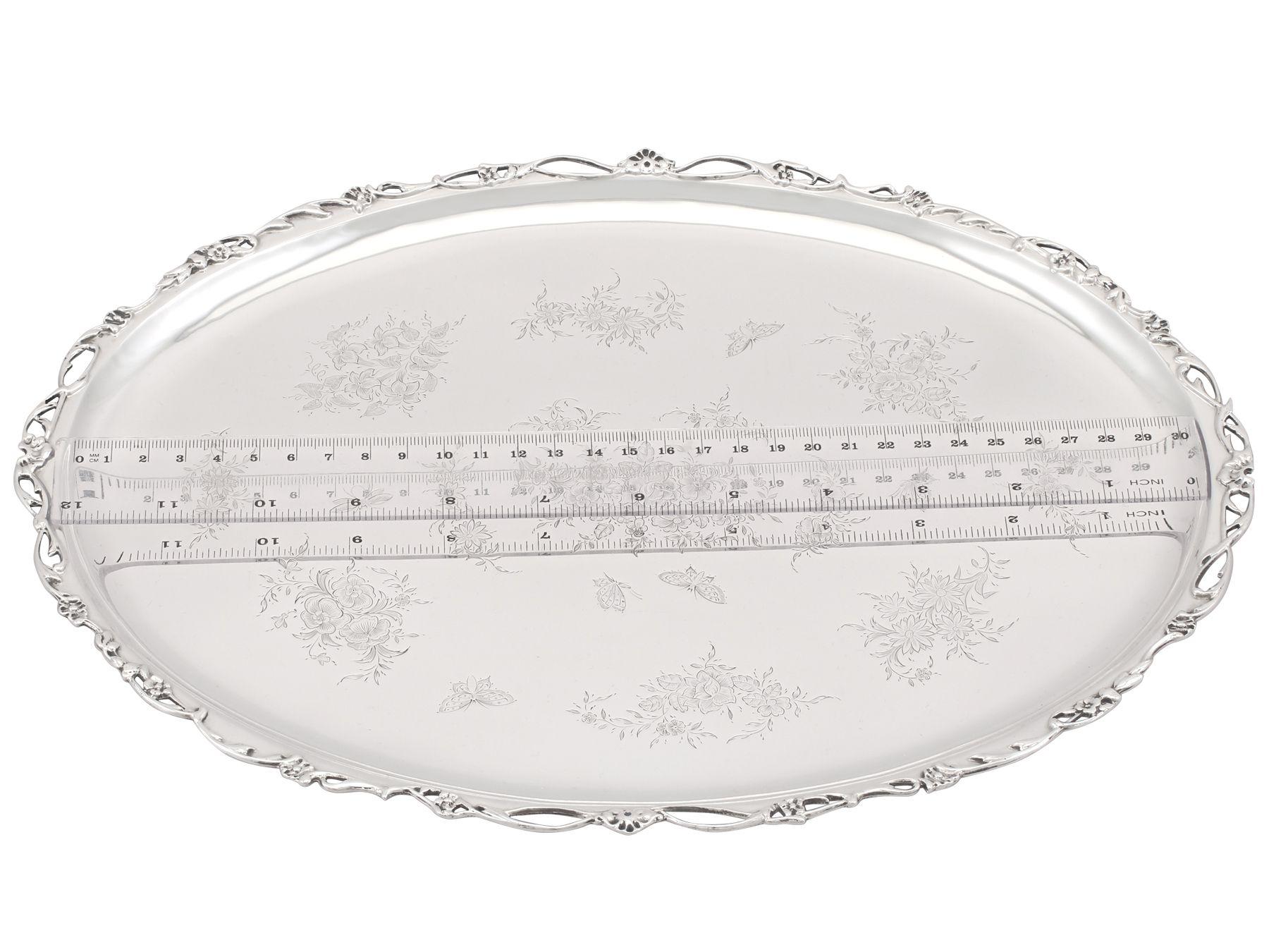 Antique Edwardian Sterling Silver Tray, 1903 4