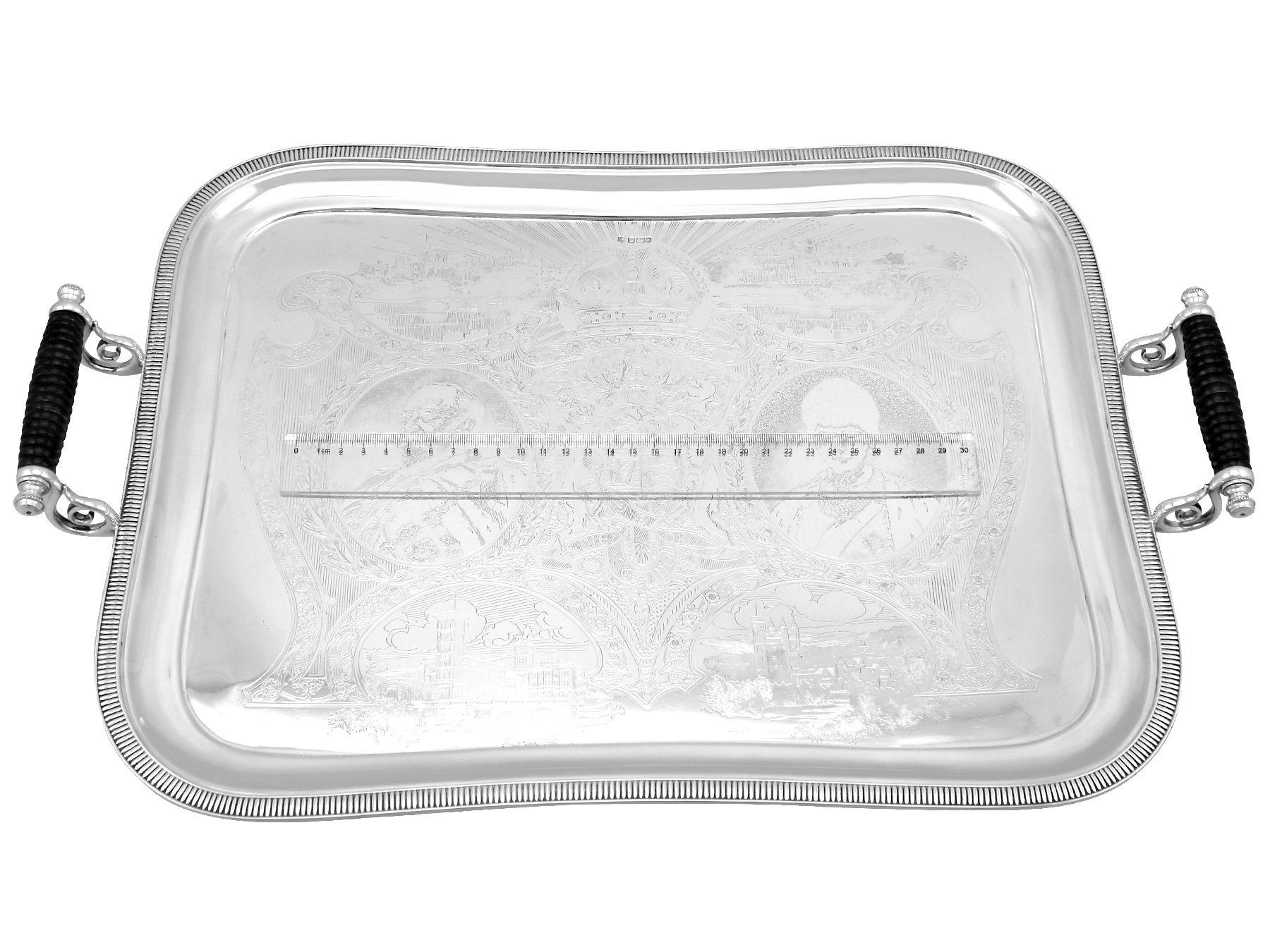 Antique Edwardian Sterling Silver Commemorative Tray For Sale 13