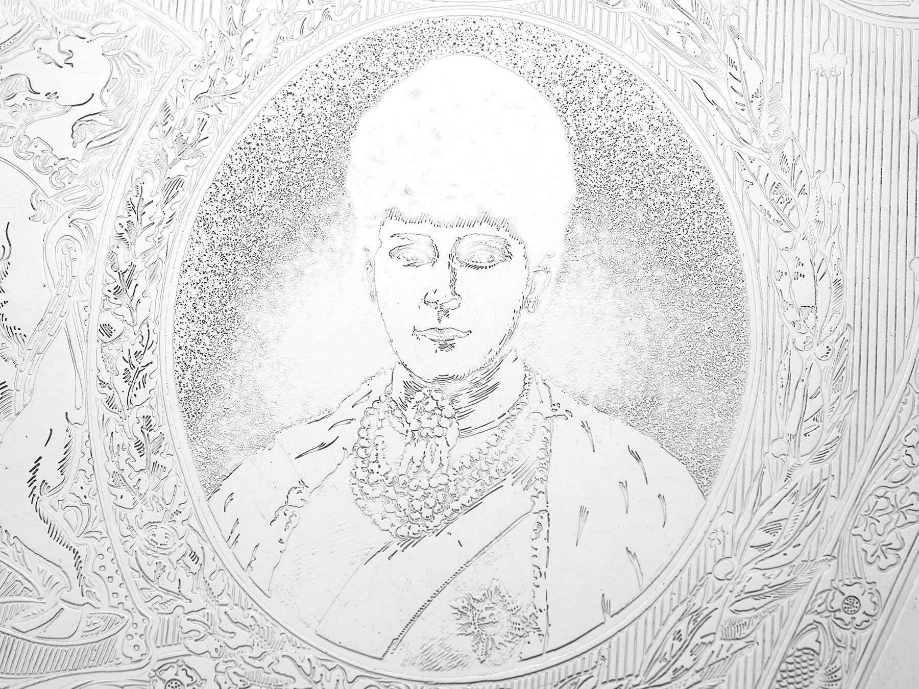 Edwardian Sterling Silver Commemorative Tray For Sale 4