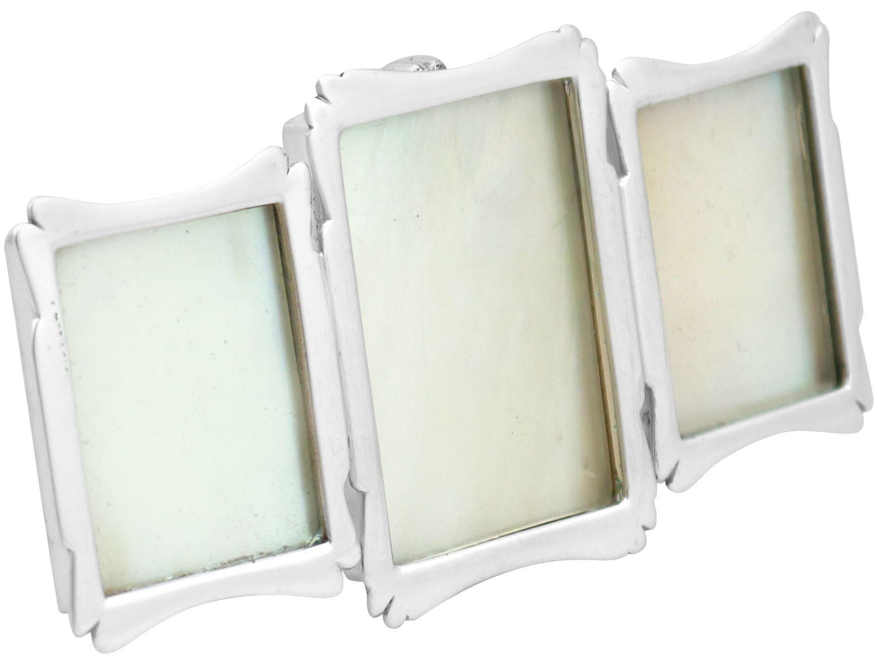 British Edwardian Sterling Silver Triple Photograph Frame For Sale