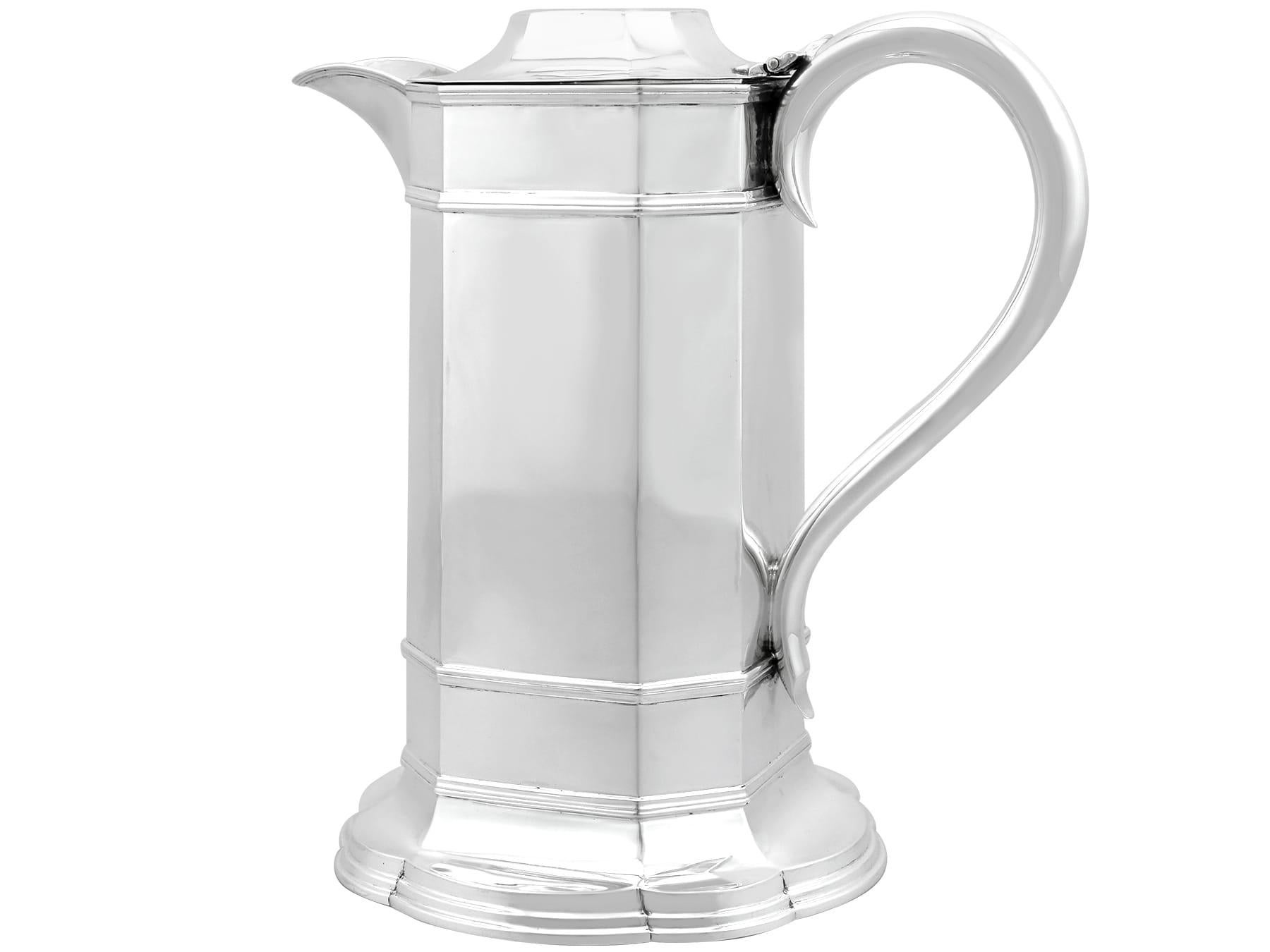 Early 20th Century Antique Edwardian Sterling Silver Wine Flagon (1903) For Sale