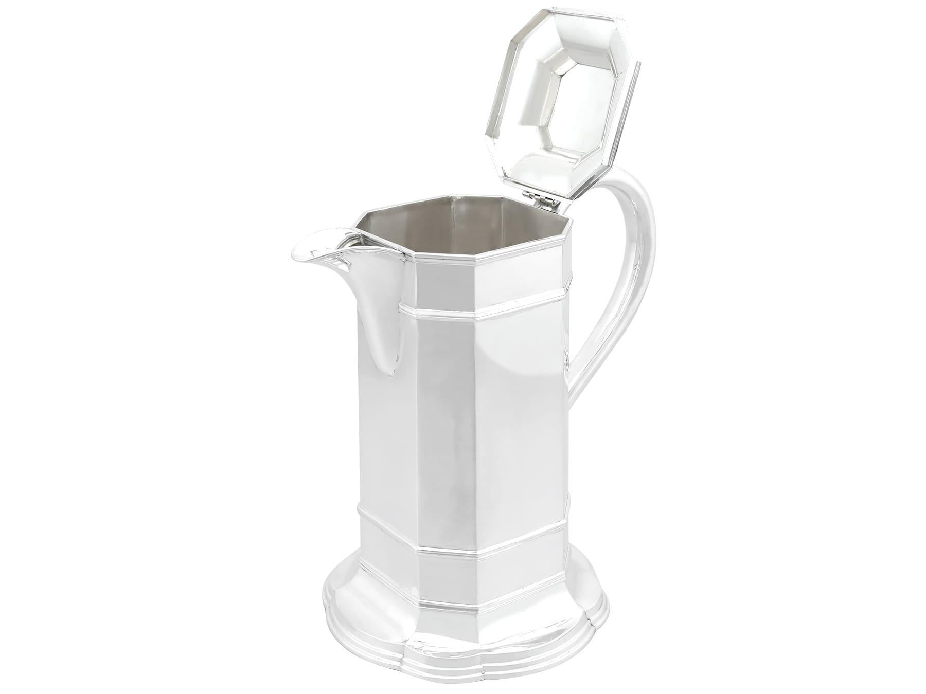 Antique Edwardian Sterling Silver Wine Flagon (1903) For Sale 1