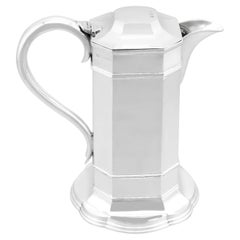 Antigua jarra de vino eduardiana de plata de ley (1903)