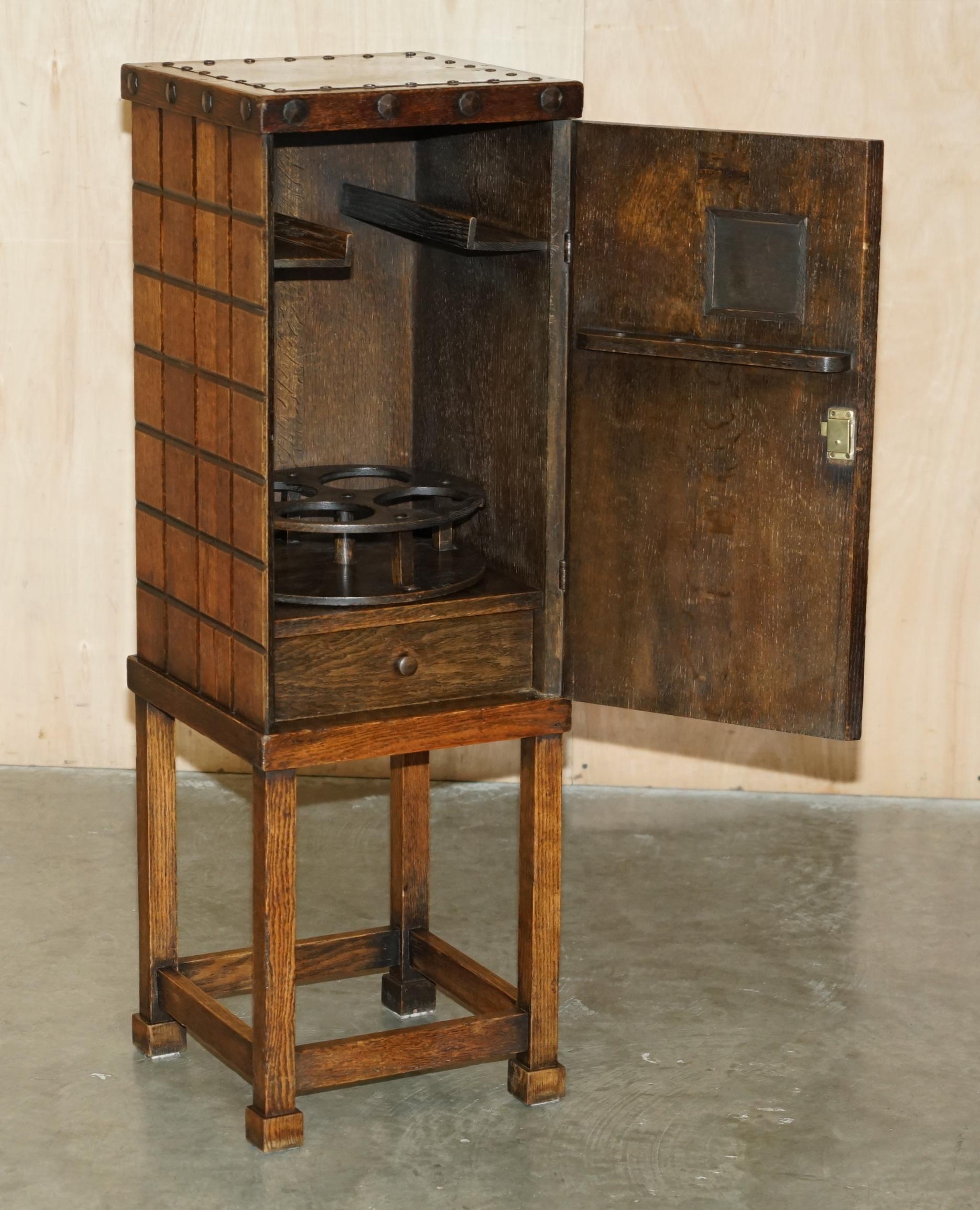ANTIQUE ABINET DE SMOKING STICKLEY BROTHERS COPPER CELLARETTE DRiNKS Édouardien en vente 9