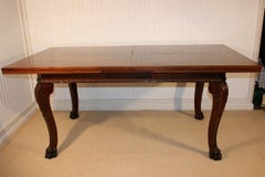 Antique Edwardian Style Carved Walnut Extension Refectory Dining Banquet Table