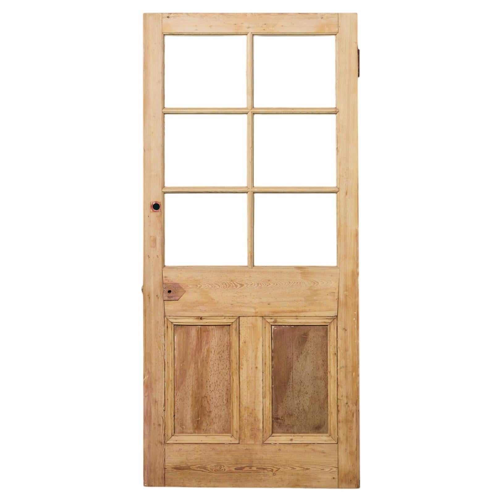 Antique Edwardian Style Pine Door for Glazing